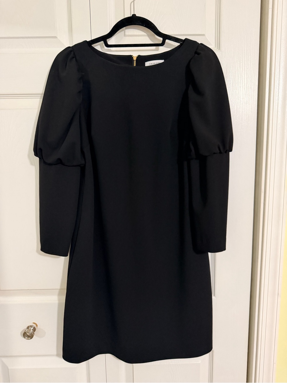 Calvin Klein Black Puff-Sleeve Shift Dress